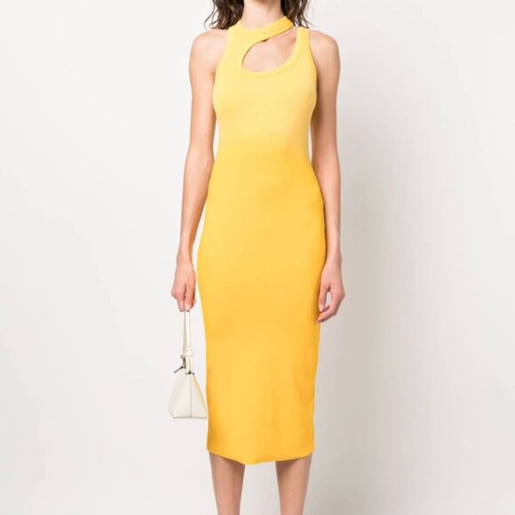 Cotton Citizen Verona Yellow Ombre Cut Out Midi Dress Size S - Picture 2 of 8